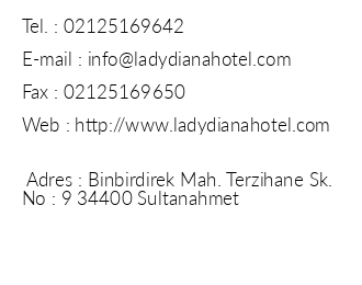 Lady Diana Hotel iletiim bilgileri